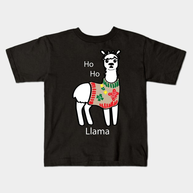 Funny Ho Ho Llama Ugly Christmas Sweater Kids T-Shirt by TLSDesigns